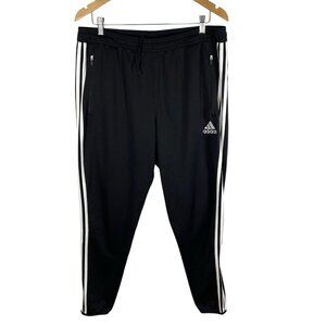 Adidas Climacool Track Pants Womens Sz XL Black 3-Stripe Zip Ankle‎ logo white